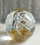 Torre & Tagus Glitter Glass Ball Swirl Paperweight