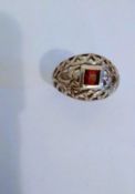 Large Vintage Silver Garnet Ring