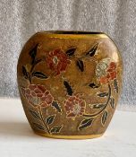 Vintage Brass Cloisonne Enamel Floral Vase
