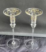 A Gorgeous Pair of The Pier Exclusive Gold Leaves Taper Holders In Box