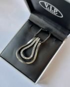 VIP Silver Plated Double Link Crystal Pendant & Necklace