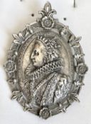 Vintage Miracle Creation Pewter Brooch Queen Elizabeth 1