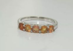 Five Stone Silver Ethiopian Opal Ring