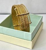 Vintage Multi-Row Gold Plated Twisted Cuff Bracelet