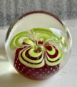 Vintage Glass Ball Strawberry Design Paperweight