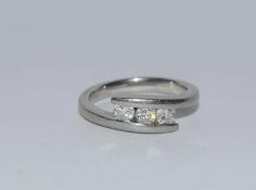 Solid Platinum Three Stone Diamond Ring With Valuation