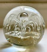 Stone Gallery Clear Glass Ball White Flower Paperweight