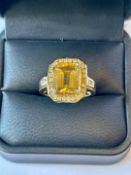 14ct Yellow Gold Citrine & Diamond Cluster Ring With Valuation