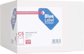 500 x Blue Label C5 229 x 162 mm 90 gsm Pocket Self Seal Envelope RRP Â£18.99 L13c