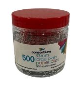 12 x Jars Of 500 Large Plain Paper Clips 33mm RRP Â£9.99 ea L24a