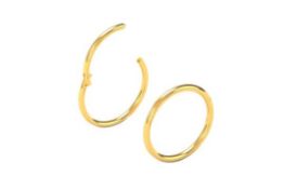 10 x Gold 2PCS-20G(0.8mm) 7mm Hinged Snug Fit Nose Rings