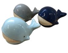 6 x sets of 3 (24) Dunhelm Ornamental Whale Ornaments RRP £12.99 ea set L7