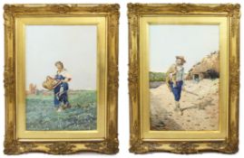 Pair of Antique Italian Watercolours by Filippo Indoni (1842â€“1908)
