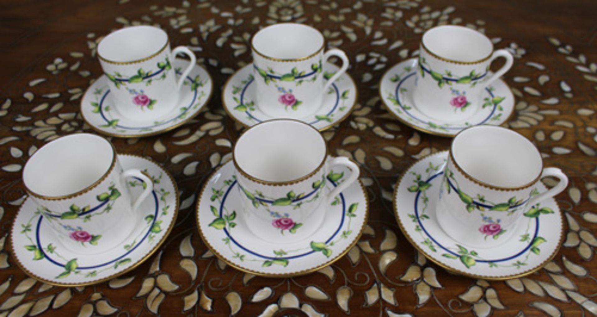 Set of 6 Vintage Royal Worcester Demitasse Coffee Cans & Saucers