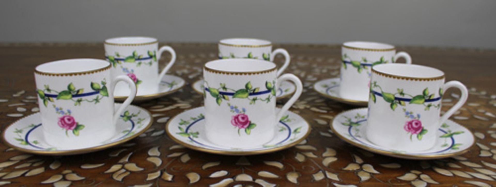 Set of 6 Vintage Royal Worcester Demitasse Coffee Cans & Saucers - Image 2 of 7