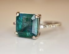 Beautiful 3.92 CT Natural Emerald Ring With Natural Diamonds & Platinum 950