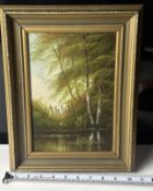 Original Framed Signed Andrew Grant Kurtis Painting small Forest Scene