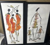 Pair of Original Paintings - African Women Family Signed Artwork