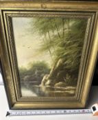 Original Framed Signed Andrew Grant Kurtis Painting Medium Forest Scene