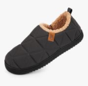 Fuzzy Lined Slippers In Dark Grey, Size 9. EST £15 - V2-BOX 66