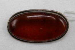 Bernstein Brosche Silber 925 Polen 20 Jh.