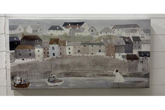 A print of a harbour scene by Hannah Cole 100cm x 50cm - Image 1 of 4