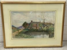 English cottage by Charles Edward Holloway R.I (1838-1897) watercolour 70cm x 54cm