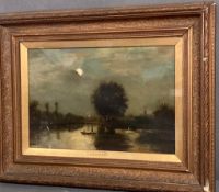 'On the River Yare' J Constable R.A. on the frame of this oil on canvas, signed bottom left J