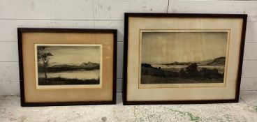 Two lakeside scene signed prints (75cm x 57cm and 45cm x 55cm)