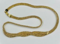 A 9ct gold necklace in a plaited style, with an approximate weight of 11g