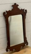 An Edwardian style mahogany hall mirror with scrolling frame 60cm x 38cm