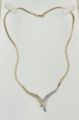 A 9ct gold necklace with integral white stone pendant, approximate weight 6.7g