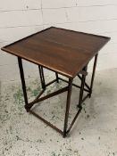 Hatherley style folding campaign table (H63cm Sq50cm)