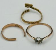 A selection of 9ct gold items approximate total weight 2.4g