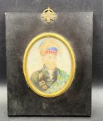 A 19th Century miniature of Andrew Macdonald in black frame.
