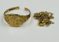 9ct gold broken jewellery, approximate weight 2.8g