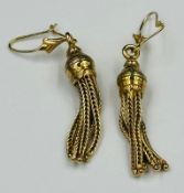 A pair of 9ct gold decorative earrings with tassel design and approximate weight of 6.5g