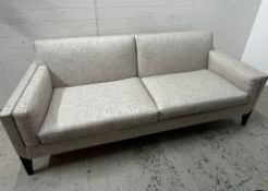 Kingcome sofa, sharp outline with a linen style upholstery (H84cm W215cm D90cm)