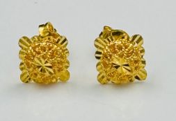 A pair of 22ct yellow gold earrings, marked 916. Approximate weight 2.9g