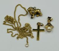 A selection of 9ct gold items, approximate total weight 5.5g