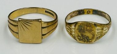 Two 9ct gold signet rings with an approximate combined weight of 3.9g and sizes N & O