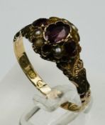 A 12ct gold antique ring approximate size P and weight 1.9g