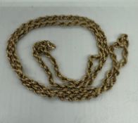 A 9ct gold rope necklace with an approximate weight of 6.5g and dop of 31cm.