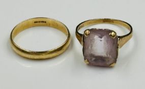 Two 9ct gold rings including a wedding band style approximate total weight 4.3g