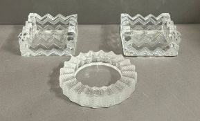 Three designer glass trinket dishes