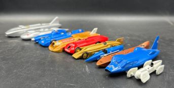A selection of Diecast land speed record toy cars to include Thrust and Bluebird