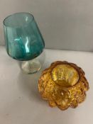 Amber glass vase and a balloon vase