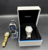 Three fashion watches including Seiko and Ben Sherman