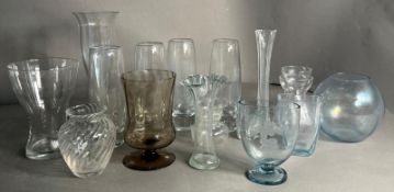 A quantity of glass vases in various styles