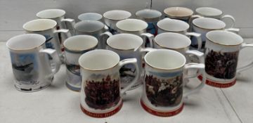 A selection of commemorative ceramic picture tankards various makers to include Danbury Mint and
